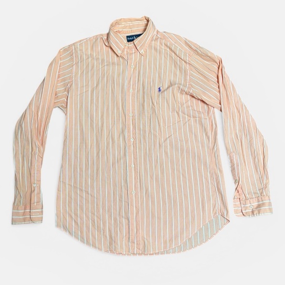 Ralph Lauren Men's Peach Striped Button Down Shirt - Picture 5 of 7